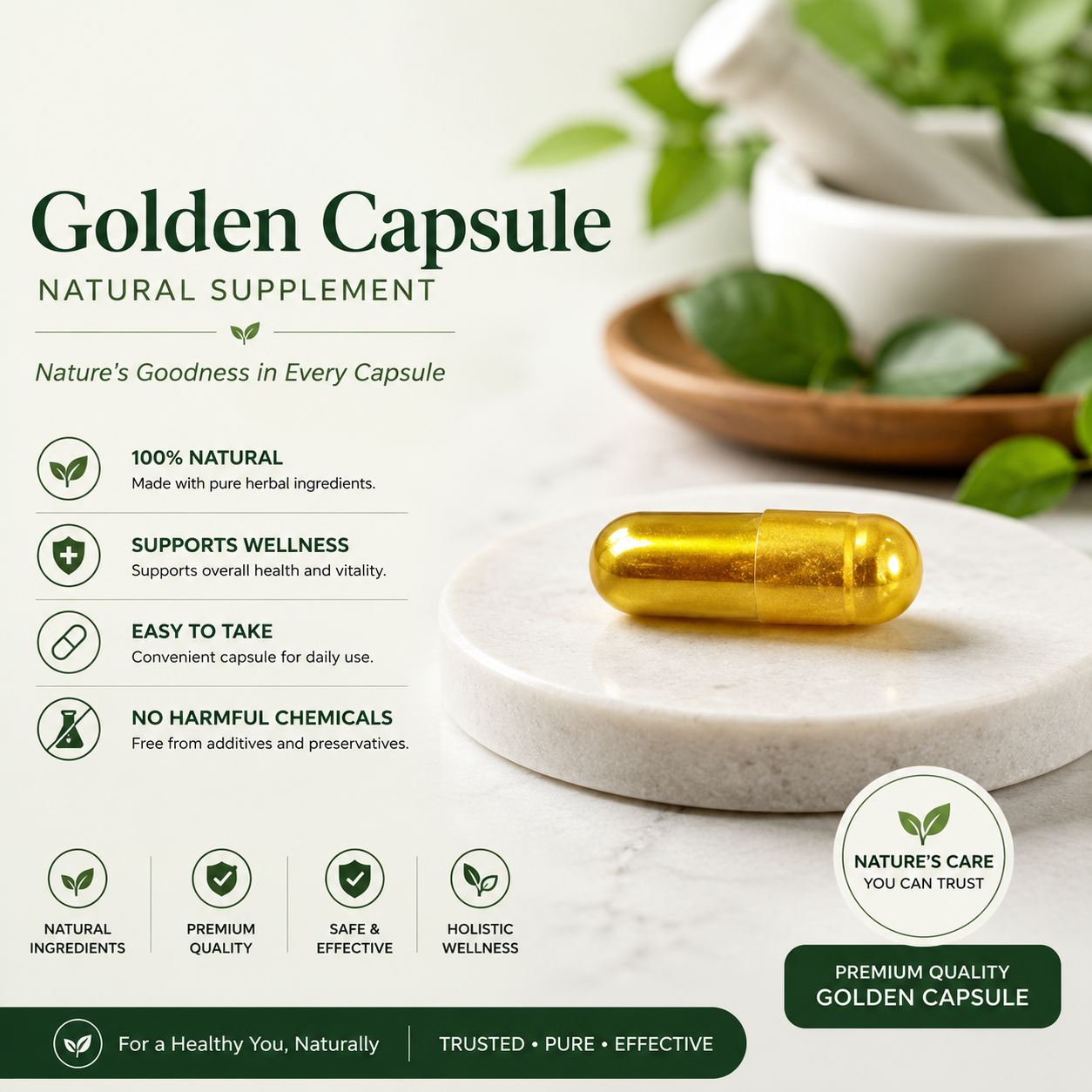 Golden Herbal Capsule ā Natural Herbal Wellness Supplement | Premium Quality